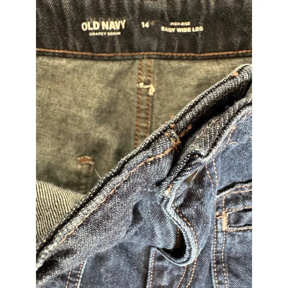 Old Navy Drapey Denim Size 14 Baggy Wide Leg High Rise Jeans - Picture 12 of 16